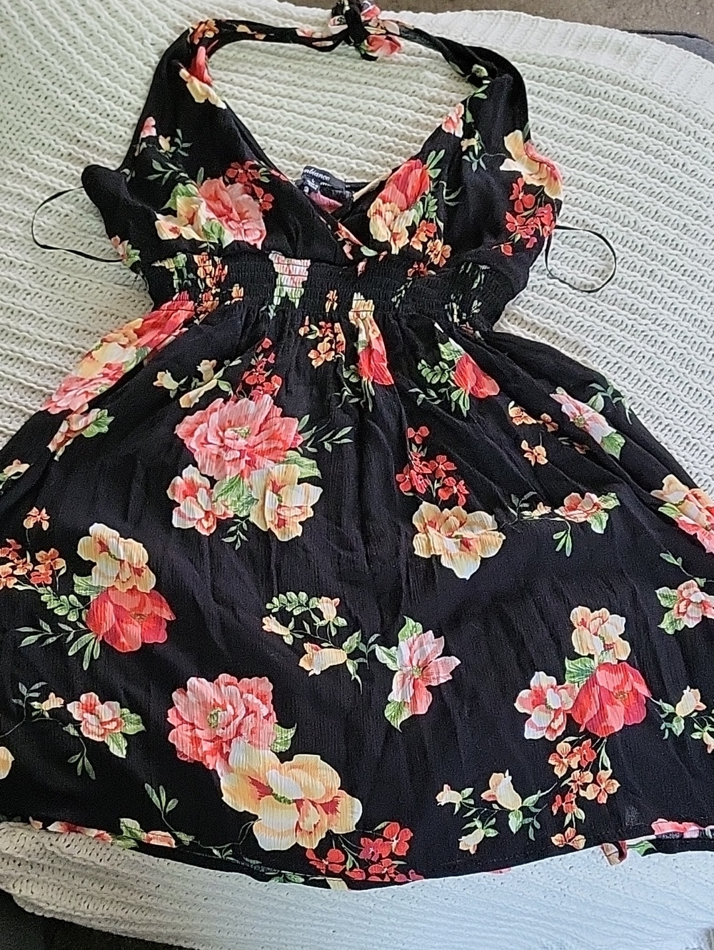Ambiance Black Halter Floral Dress